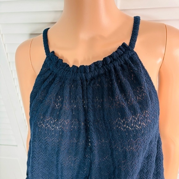 New RAMY BROOK Navy Blue Texture Noah Tank Top Shirt Size Large - Picture 3 of 11